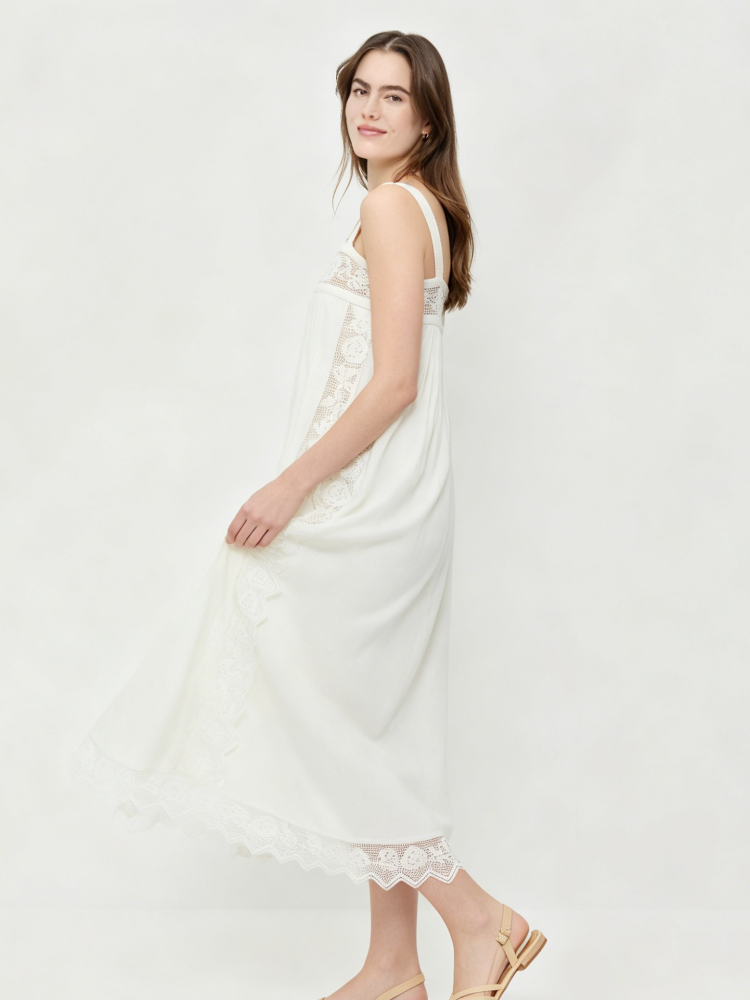 Vestido Midi Con Encaje