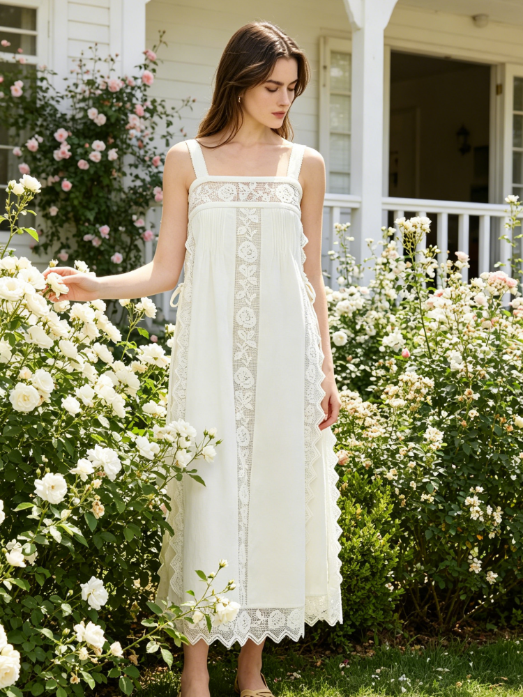 Vestido Midi Con Encaje