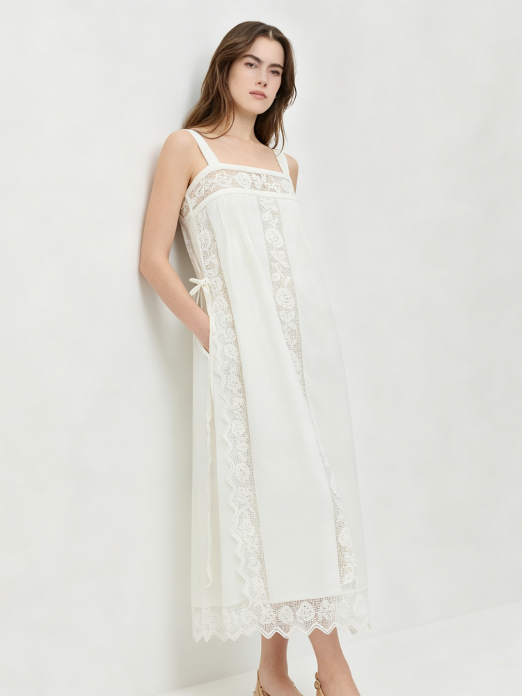 Vestido Midi Con Encaje