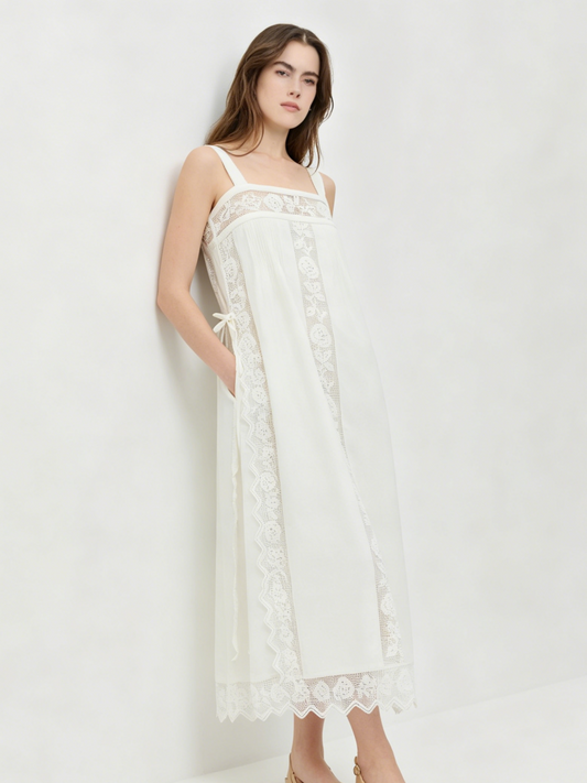 Vestido Midi Con Encaje