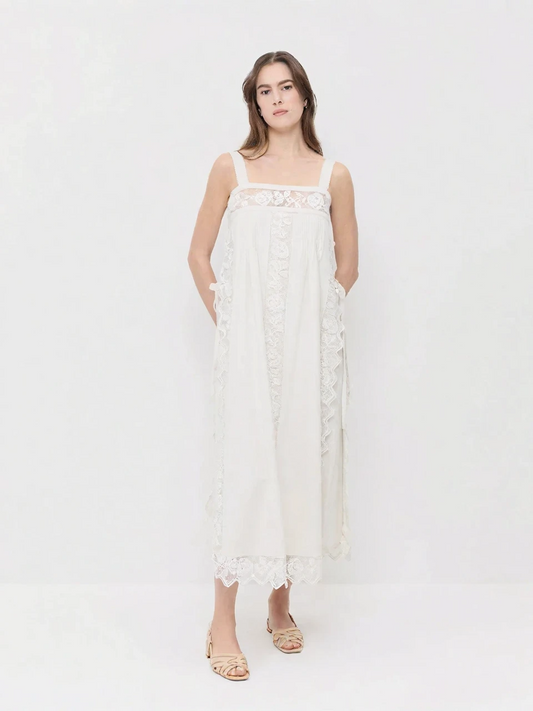 Vestido Midi Con Encaje